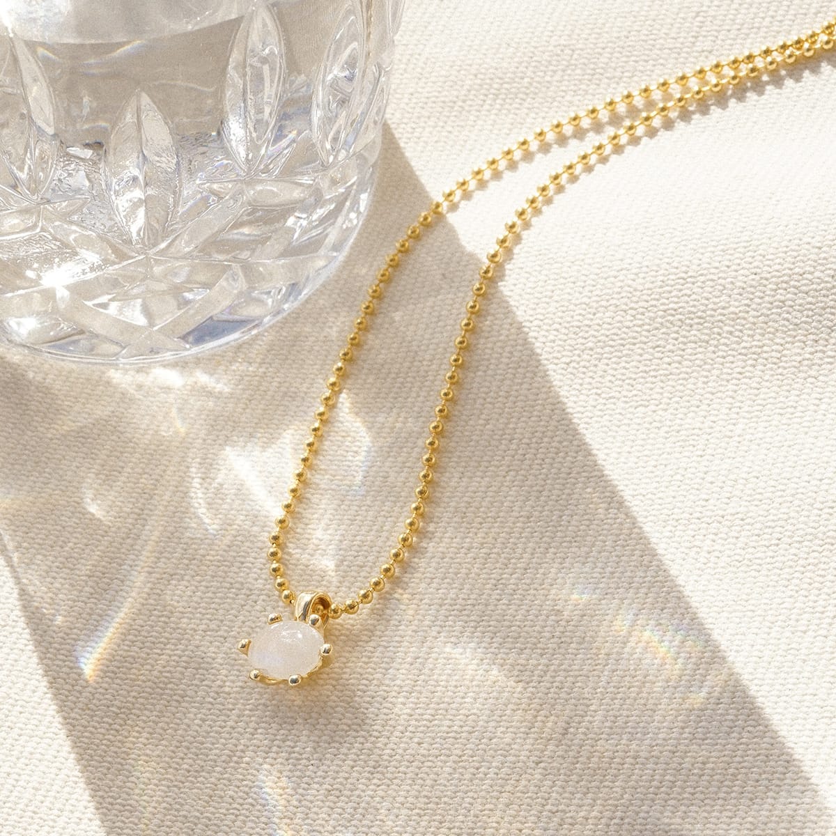 Moonstone Pendant Necklace 18ct Gold Plate
