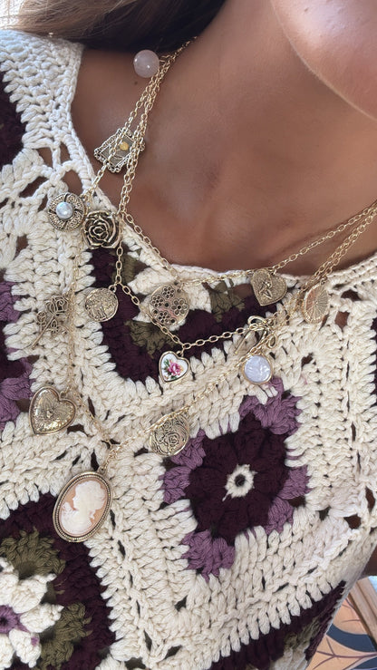 Rose Crest Multi Layered Necklace, Gold
