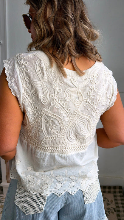 Spring Latte Textured Top, Natural