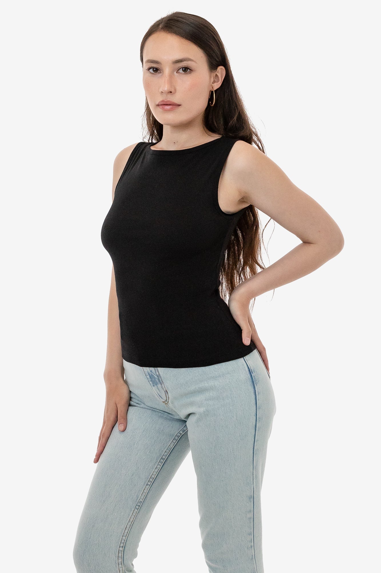 43045 - Baby Rib Sleeveless Boatneck Top