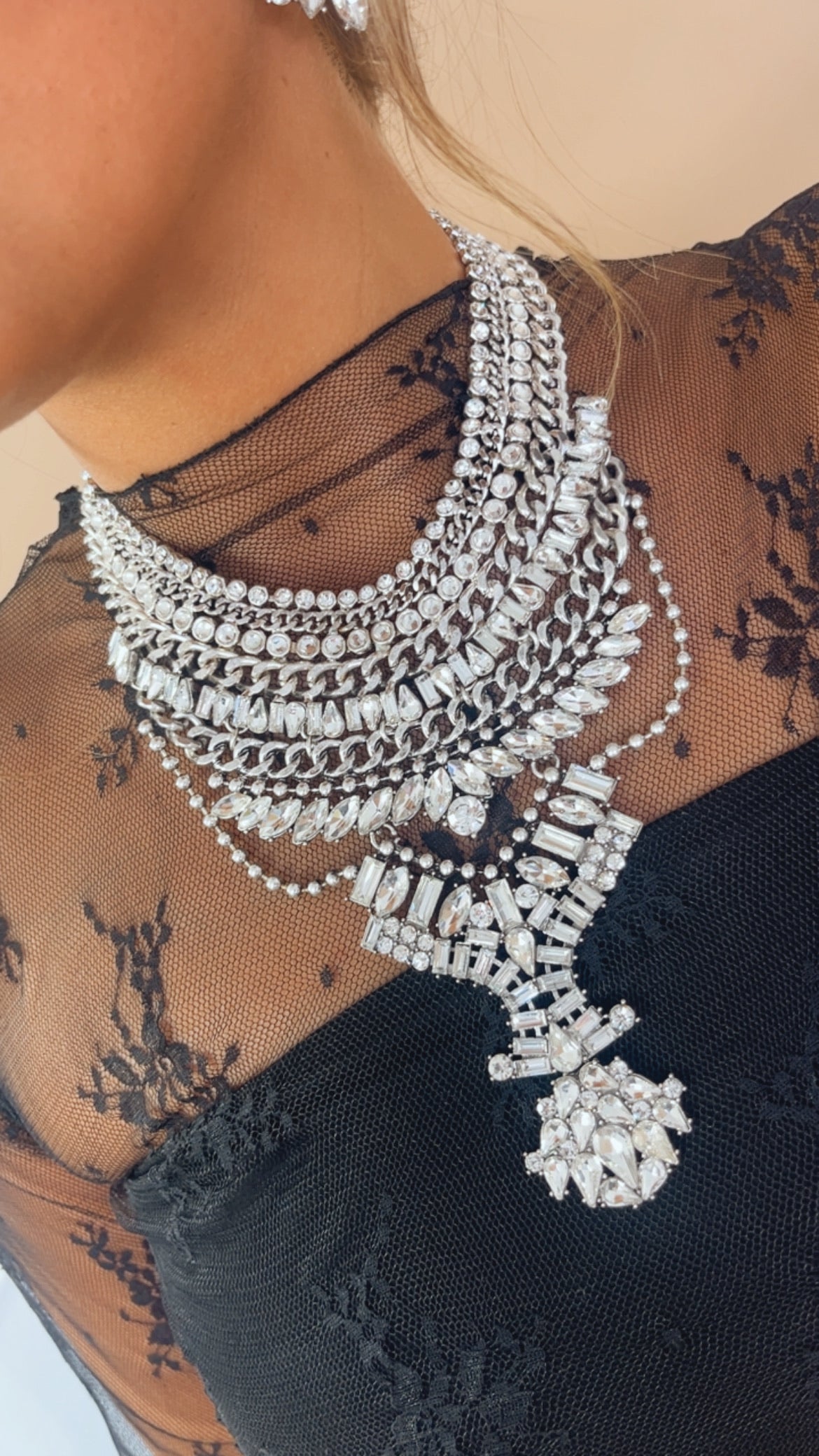 Stand Out Chunky Statement Necklace, Silver