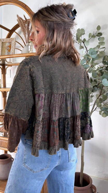 Sage Lane Cropped Cardi Jacket, Amber