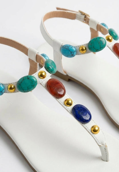 Gemstar Days White Embellished Sandals