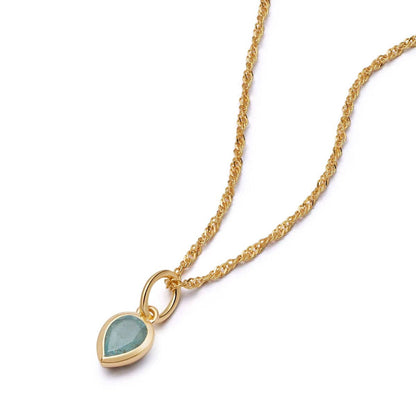 Aquamarine March Birthstone Charm Necklace 18ct Gold Plate