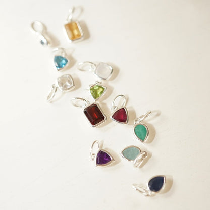 Aquamarine March Birthstone Charm Necklace Sterling Silver