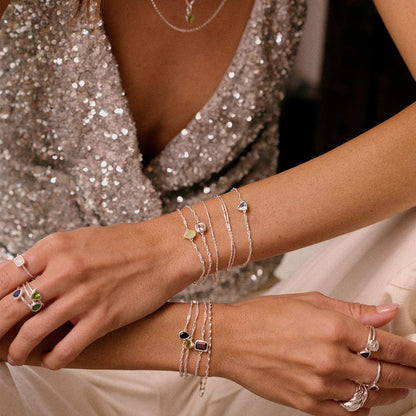 Birthstone Charm Bracelet Sterling Silver