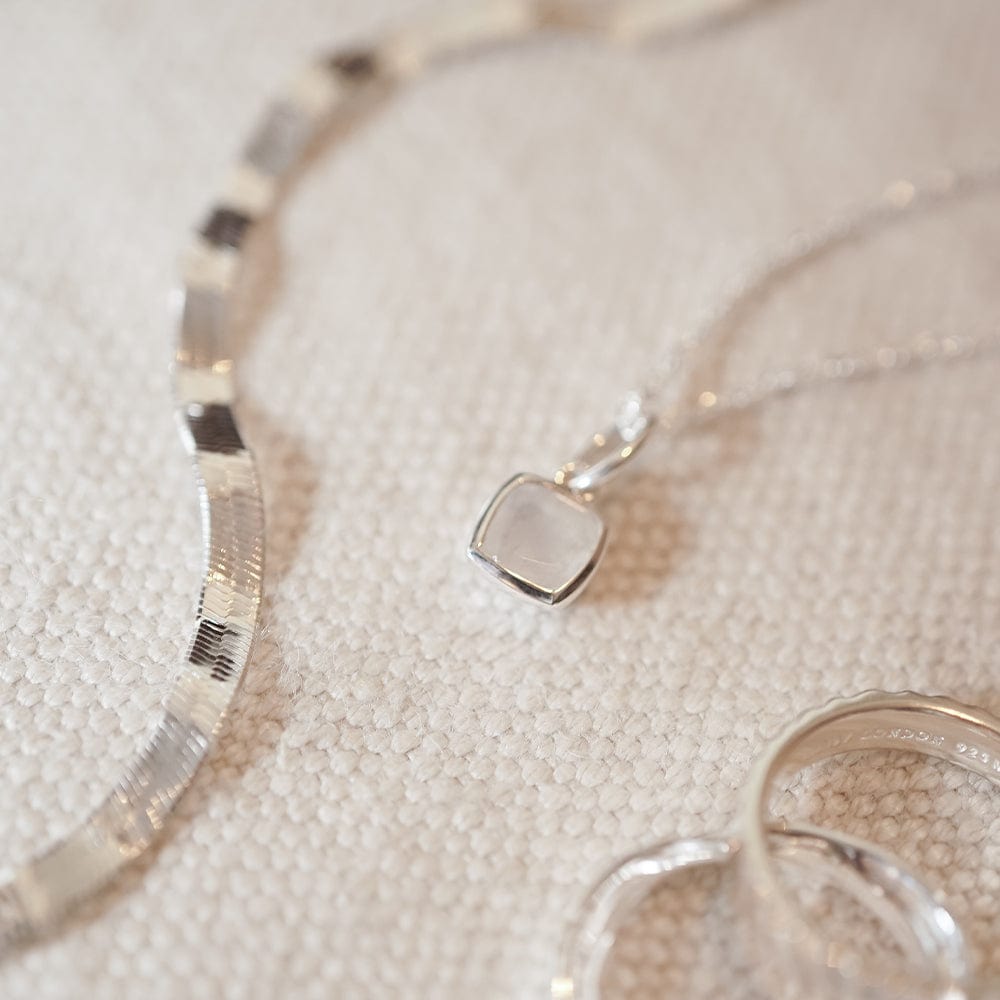 Birthstone Charm Necklace Sterling Silver