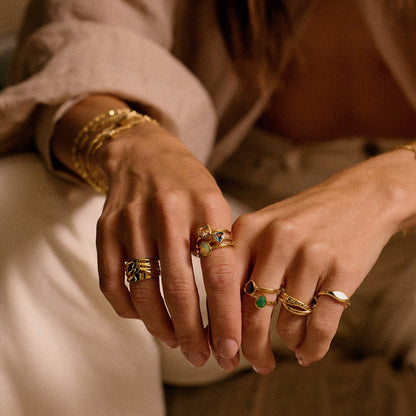 Birthstone Ring 18ct Gold Plate