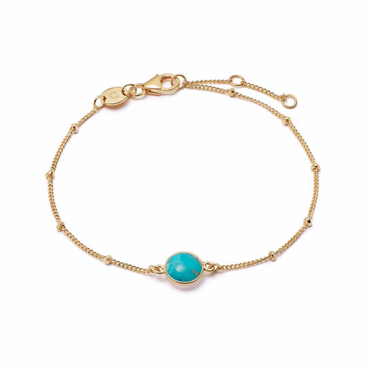 Turquoise Healing Stone Bobble Bracelet 18ct Gold Plate