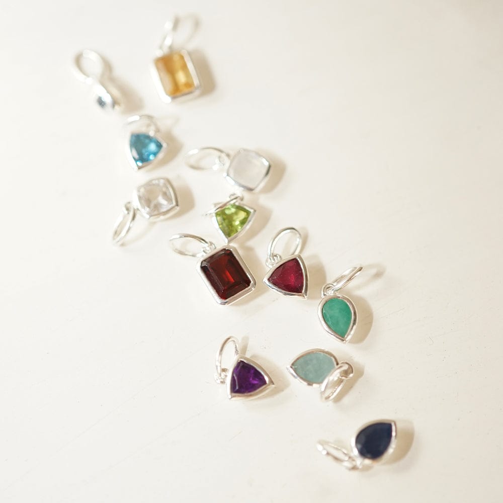 Blue Topaz December Birthstone Charm Pendant Sterling Silver