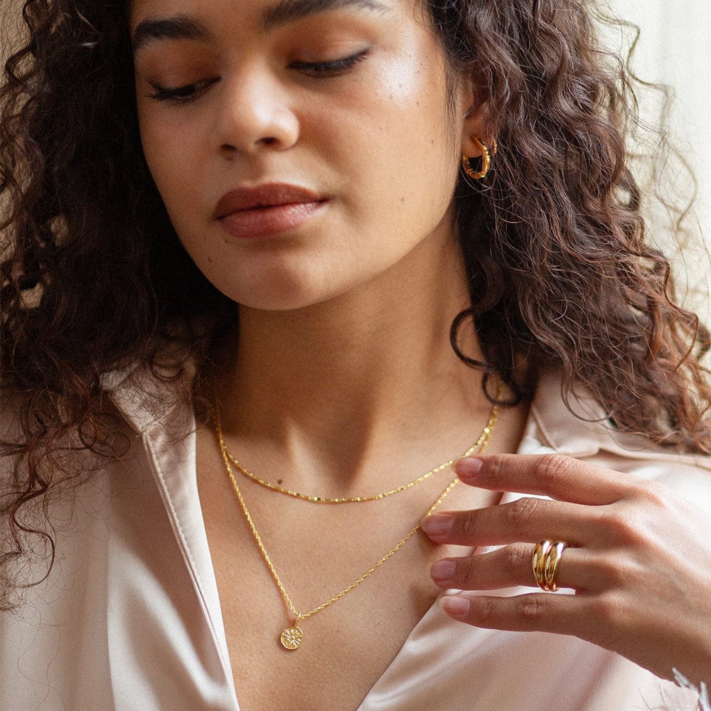 Daisy Twist Necklace Layering Set 18ct Gold Plate