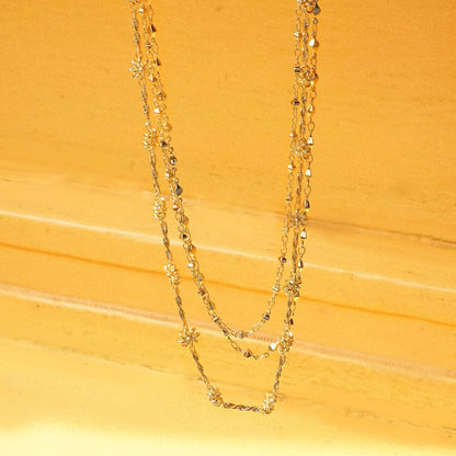Diamond Disc Chain Necklace 18ct Gold Plate