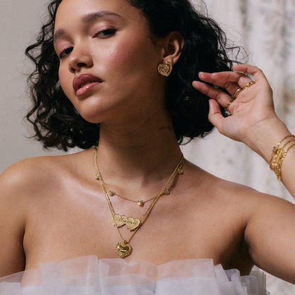 Engravable Bobble Heart Necklace 18ct Gold Plate