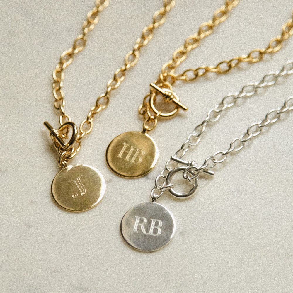 Engravable Medallion Necklace 18ct Gold Plate