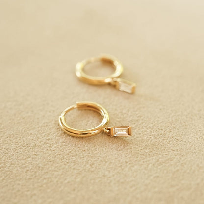 Estée Lalonde Fine Baguette Diamond Huggie Earrings 14ct Solid Gold