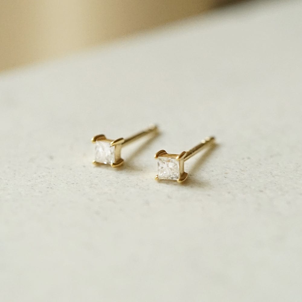 Estée Lalonde Fine Square Diamond Single Stud Earring 14ct Solid Gold