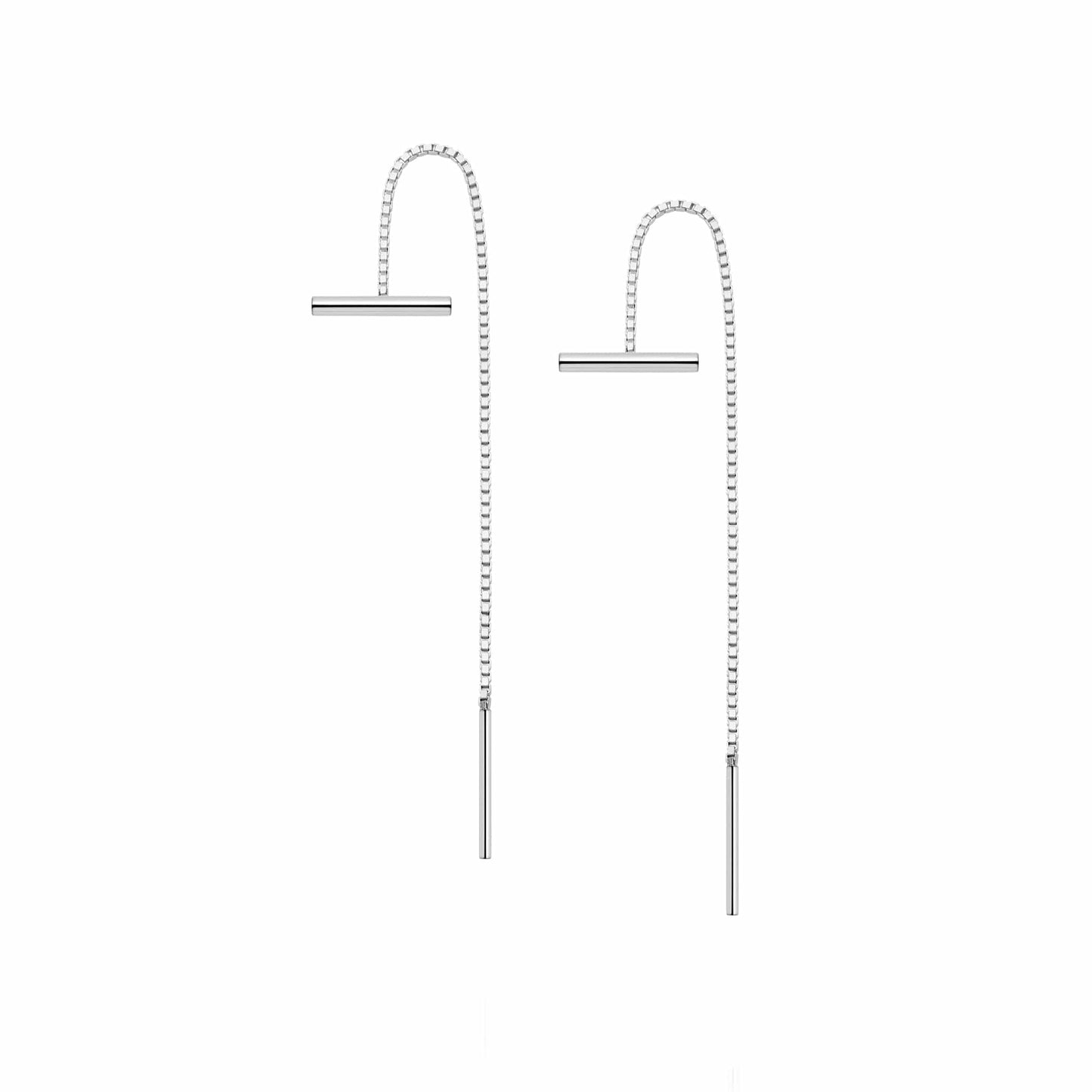Estée Lalonde T Bar Box Chain Earrings Sterling Silver