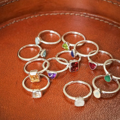 Garnet January Birthstone Ring Sterling Silver