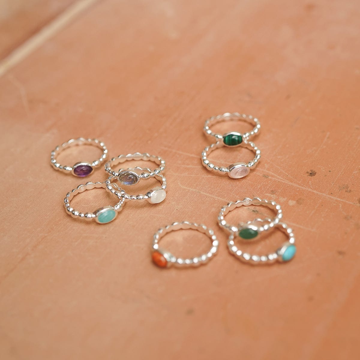 Green Aventurine Healing Stone Bobble Ring Sterling Silver