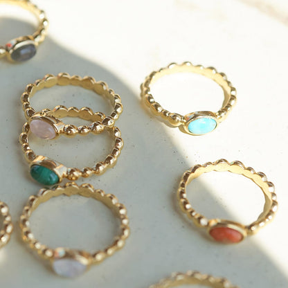 Healing Stone Bobble Ring 18ct Gold Plate