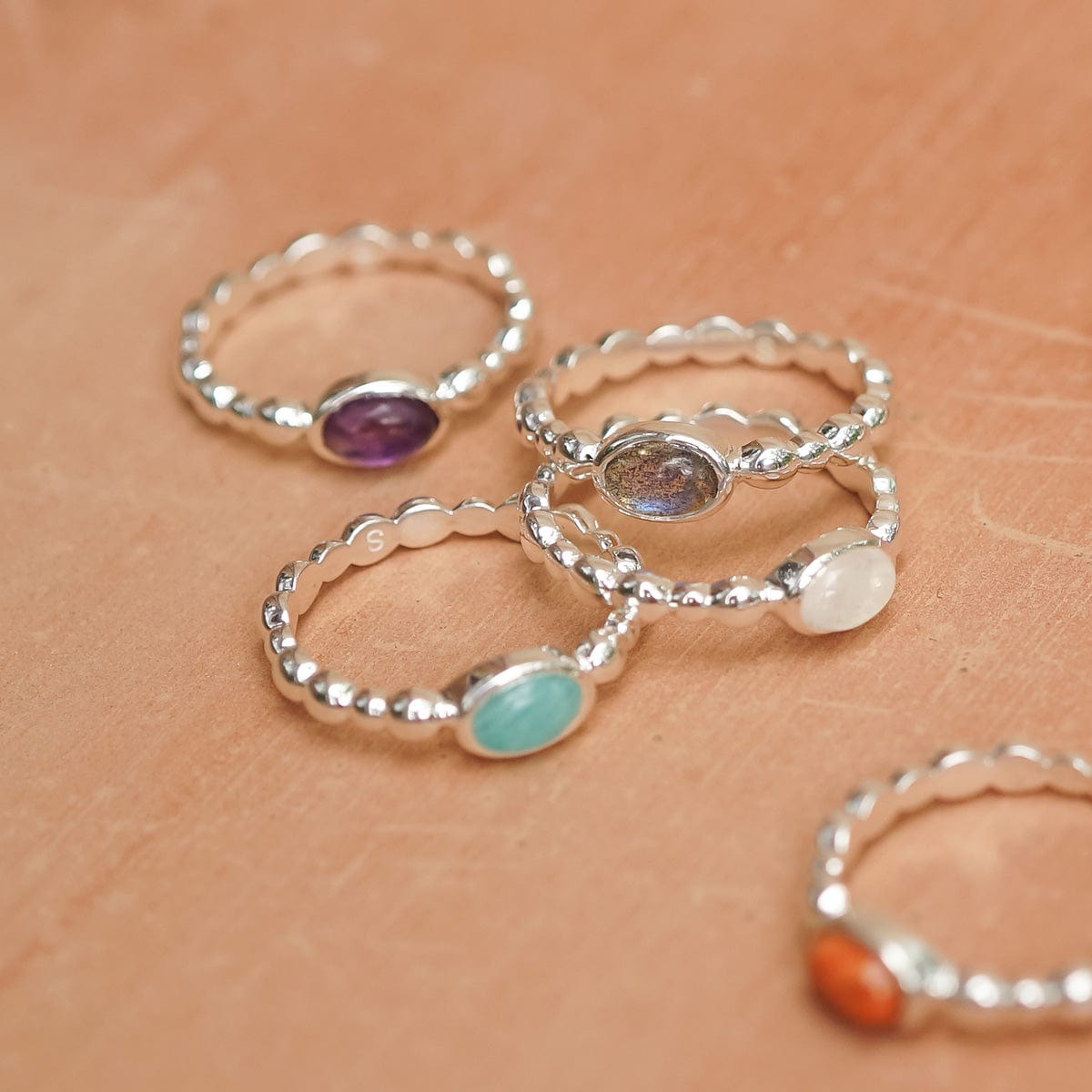 Healing Stone Bobble Ring Sterling Silver