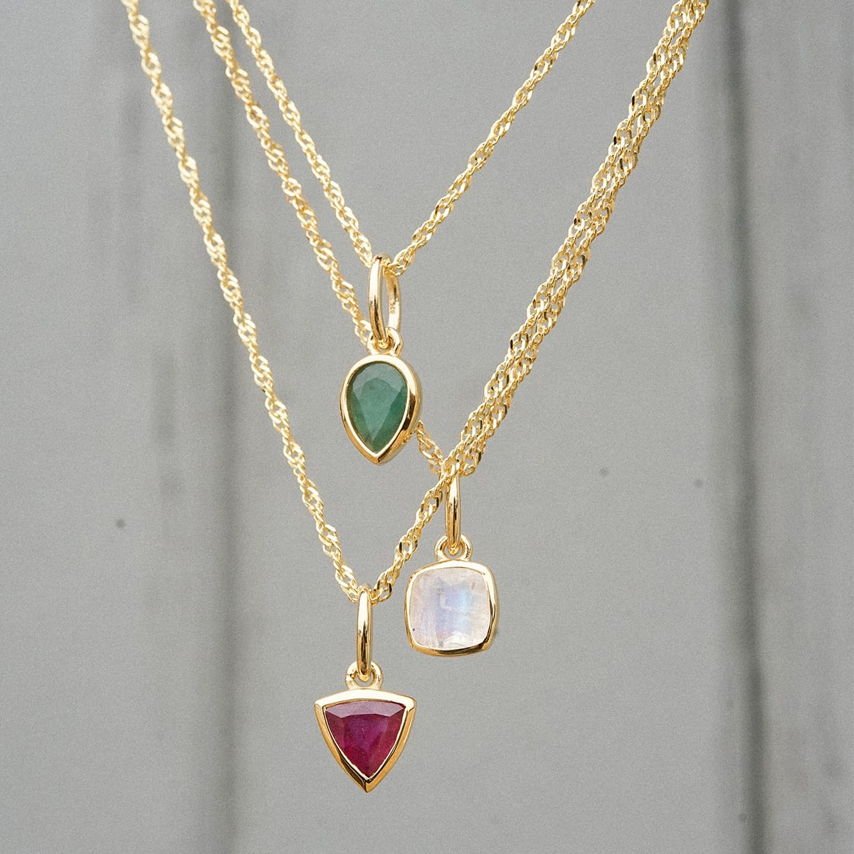 Birthstone Charm Necklace 18ct Gold Plate