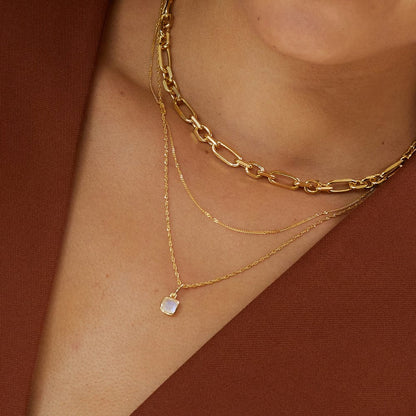 Moonstone June Birthstone Charm Pendant 18ct Gold Plate