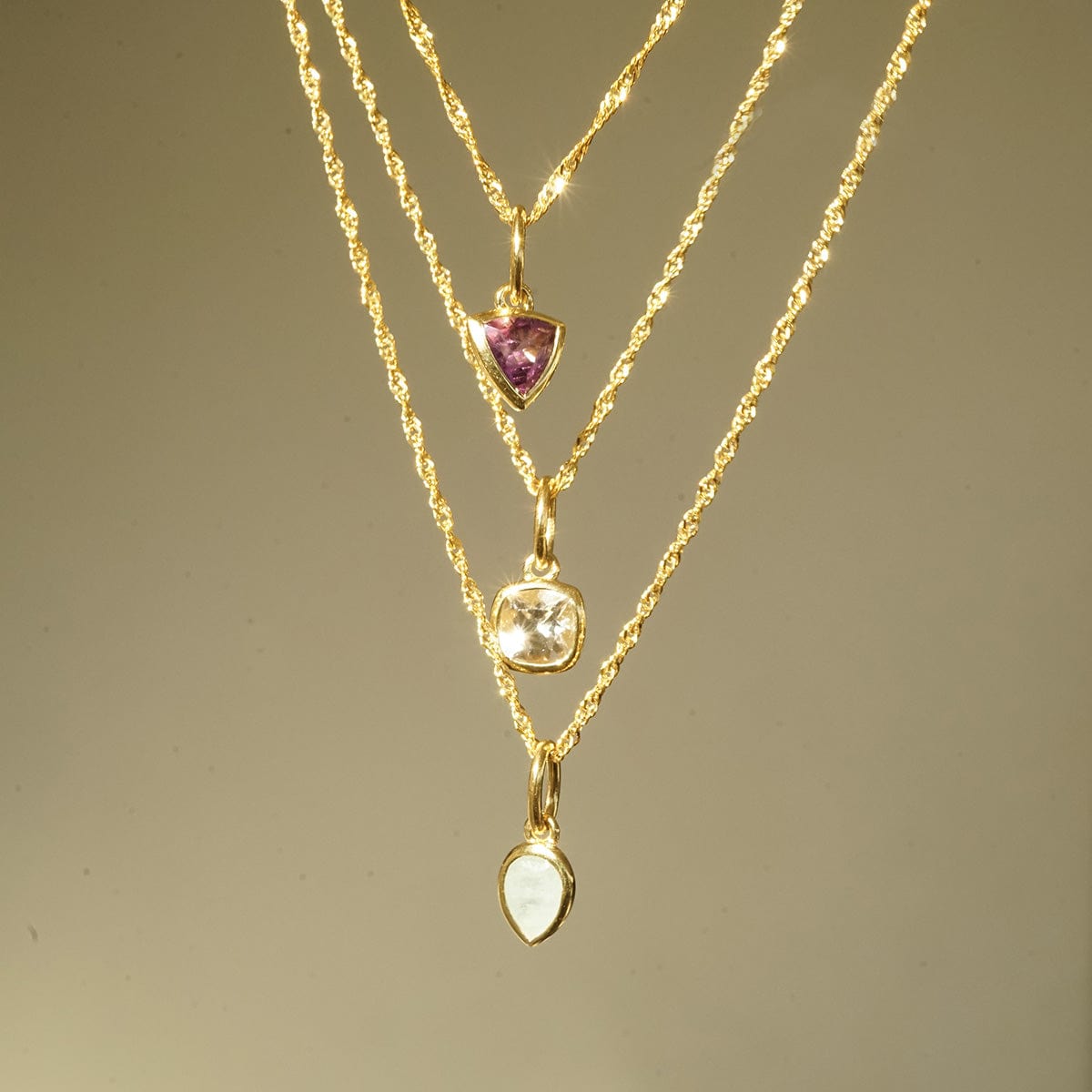 Opal October Birthstone Charm Necklace 18ct Gold Plate