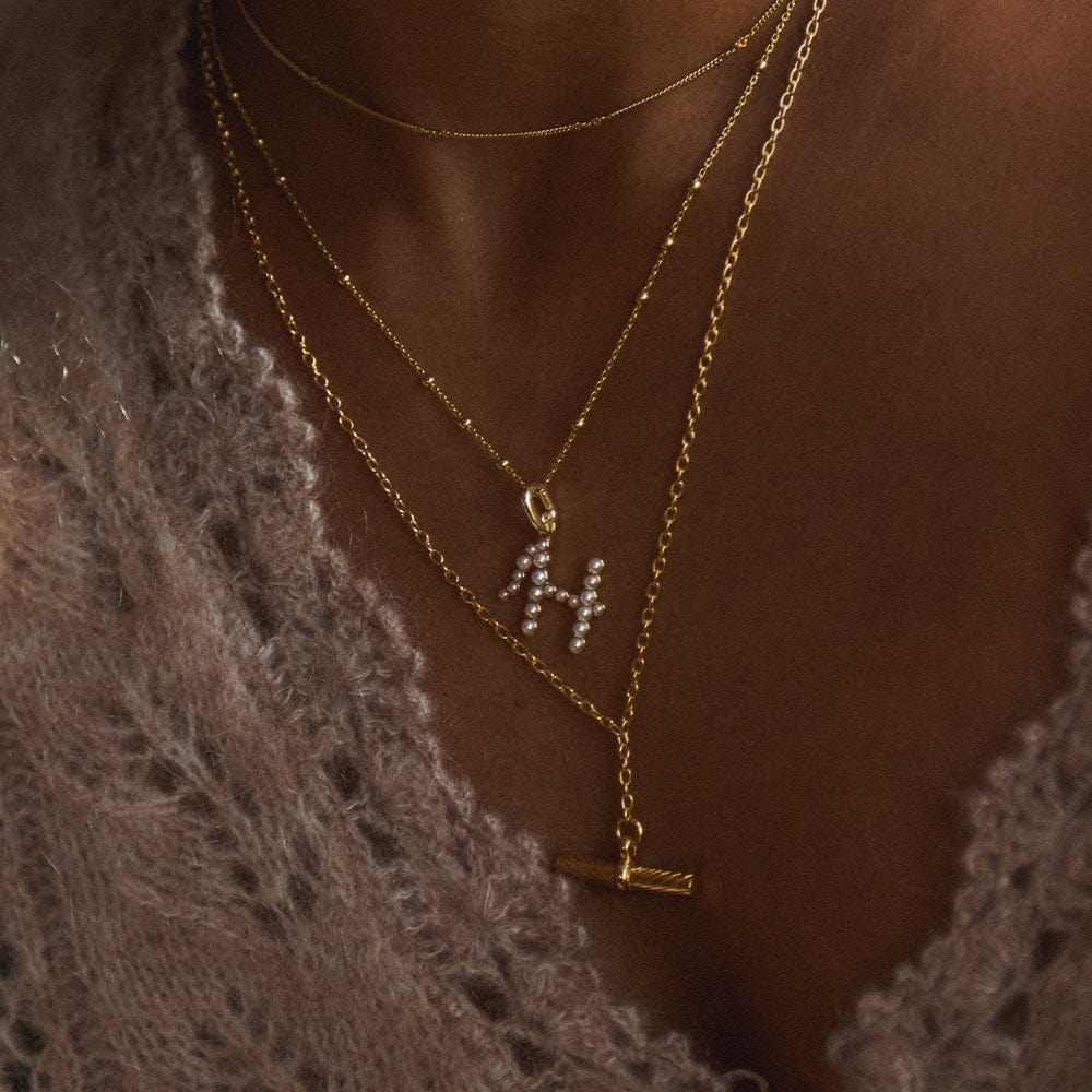 Pearl Initial Charm Pendant 18ct Gold Plate
