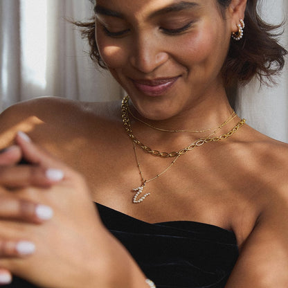 Pearl Initial Charm Pendant 18ct Gold Plate