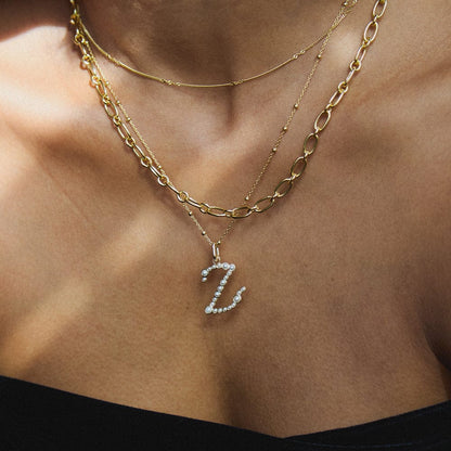 Pearl Initial Charm Necklace 18ct Gold Plate