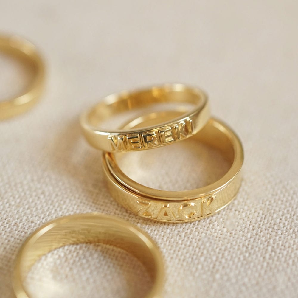 Personalised Band Ring 18ct Gold Plate