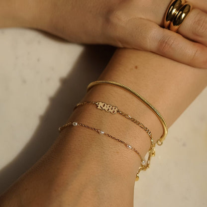 Personalised Year Bracelet 18ct Gold Plate