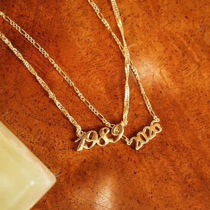 Personalised Year Necklace 18ct Gold Plate