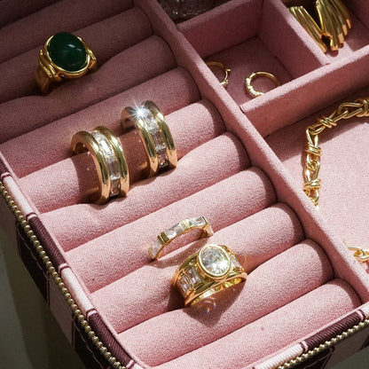 Polly Crystal Ring Stack 18ct Gold Plate