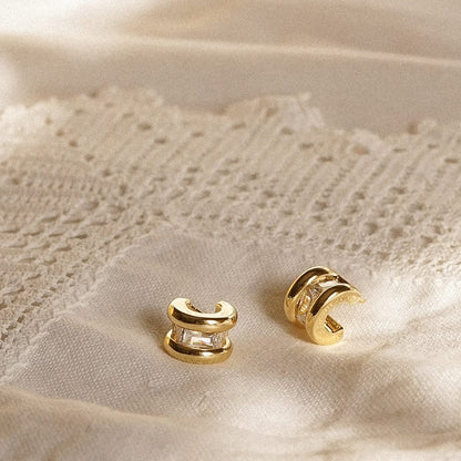Polly Crystal Mini Hoop & Huggie Earring Stack 18ct Gold Plate