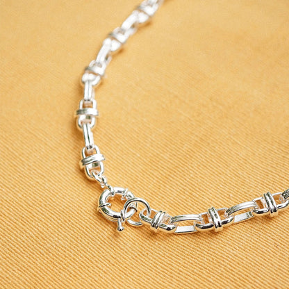 Polly Lock Chain Necklace Silver Plate