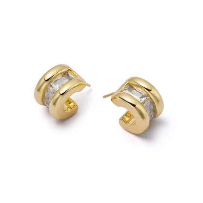 Polly Crystal Mini Hoop Earrings 18ct Gold Plate