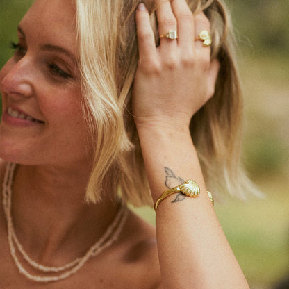 Polly Shell Cuff Bangle 18ct Gold Plate