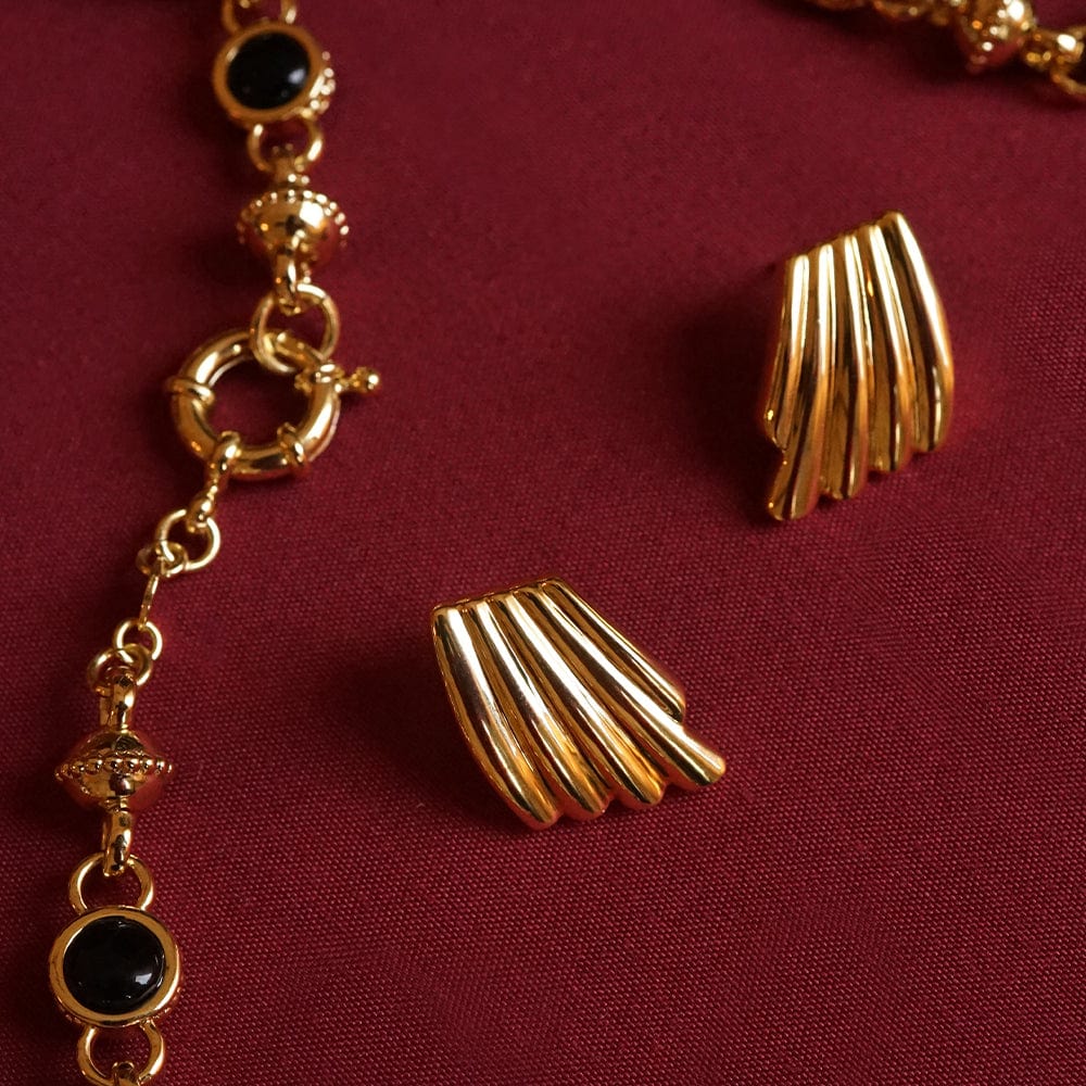 Polly Wave Stud Earrings 18ct Gold Plate
