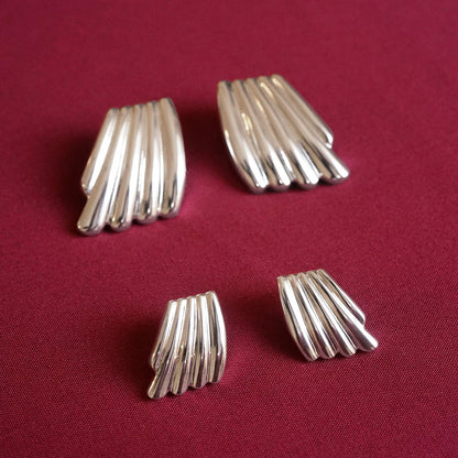 Polly Wave Stud Earrings Silver Plate