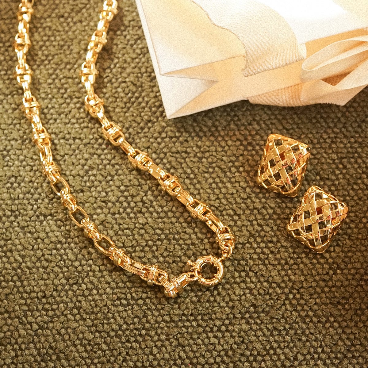 Polly Woven Suede Look 18ct Gold Plate