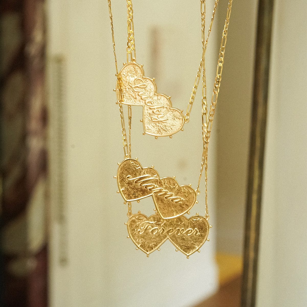 Shrimps Double Heart Necklace 18ct Gold Plate