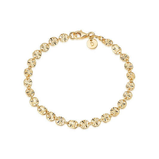 Textured Sunburst Chain Bracelet 18ct Gold Plate