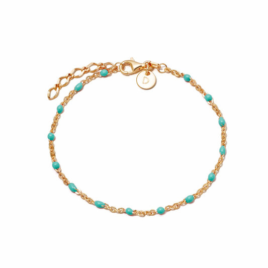 Treasures Turquoise Beaded Bracelet 18ct Gold Plate