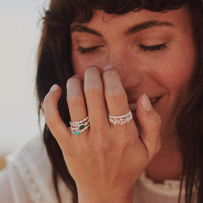 Turquoise Healing Stone Bobble Ring Sterling Silver