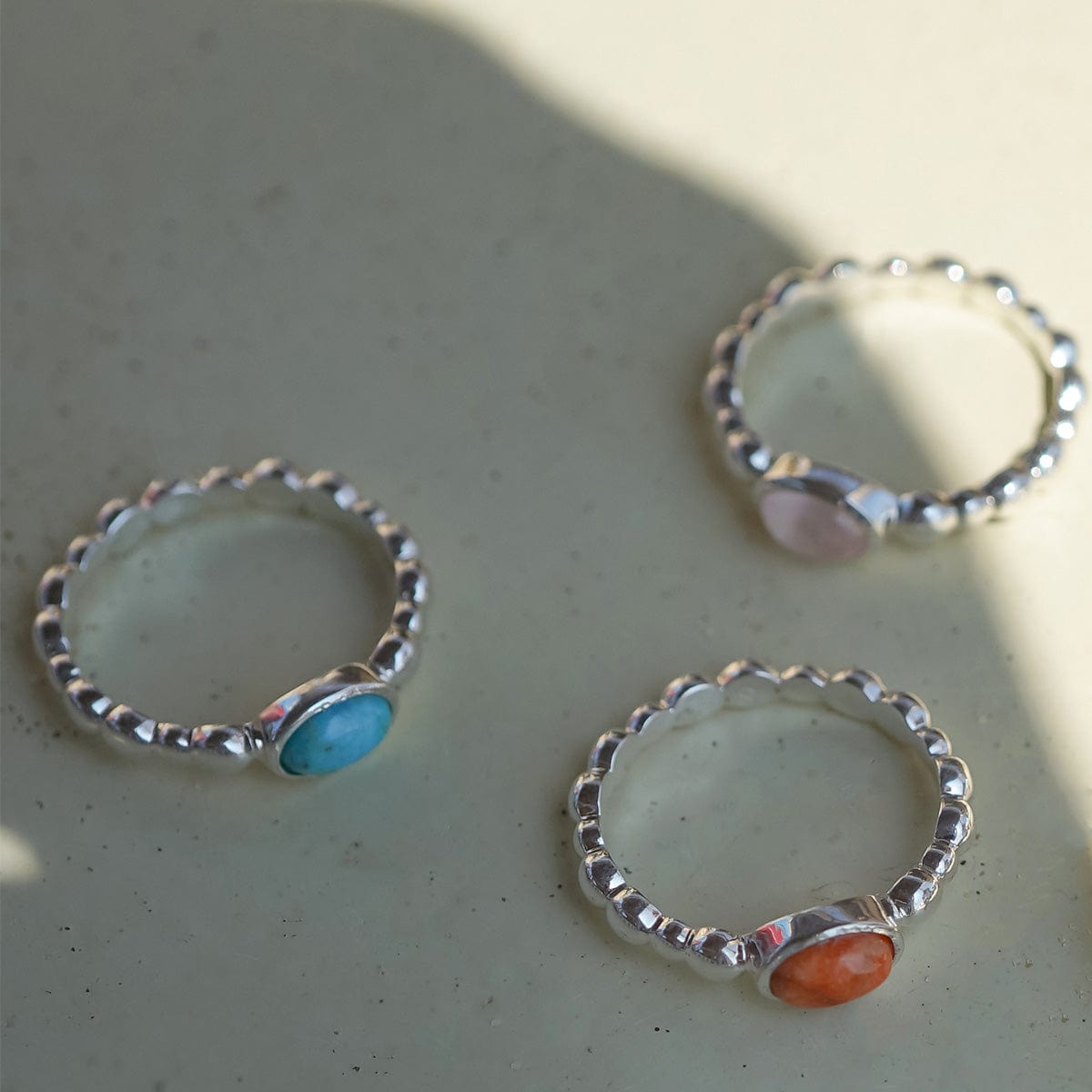 Turquoise Healing Stone Bobble Ring Sterling Silver